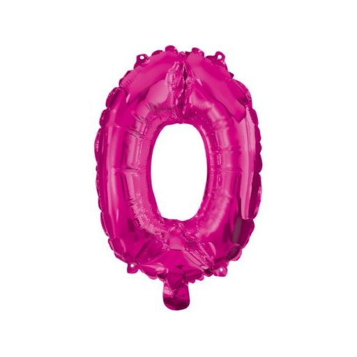 Number Hot Pink foil balloon number 0, 95 cm