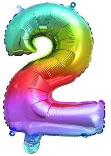Multicolour metallic mini number 2 foil balloon 32 cm