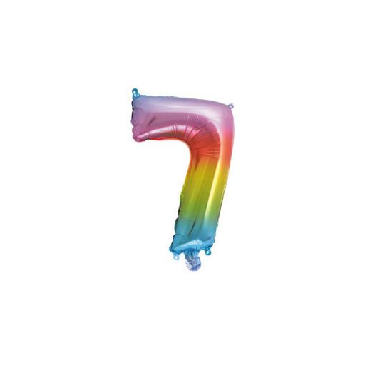 Number Multicolour Metallic Mini 7 Number Foil Balloon 34 cm