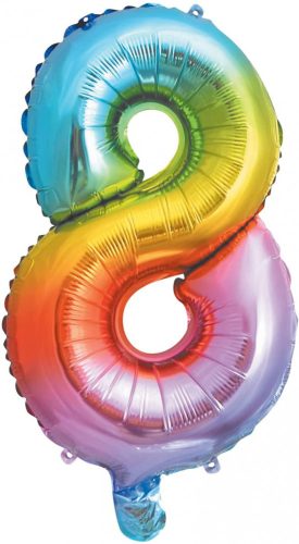 Multicolour metallic mini Number 8 foil balloon 35 cm