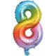 Multicolour metallic mini Number 8 foil balloon 35 cm