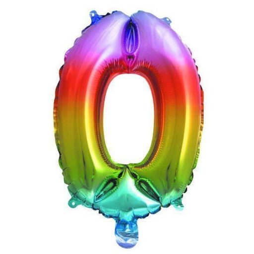 Number Multicolour Metallic Mini Number 0 Foil Balloon 33 cm