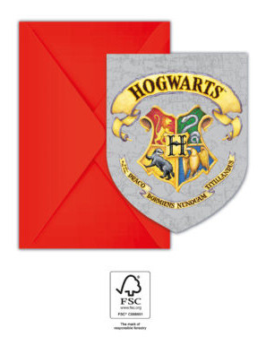 Harry Potter Hogwarts Houses Party invitation card 6 pcs FSC