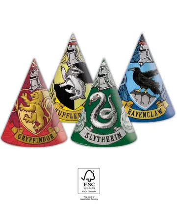 Harry Potter Hogwarts Houses Party hat, hat 6 pack FSC