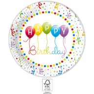   Happy Birthday Streamers Happy Birthday Paper Plate 8 pcs 23 cm FSC
