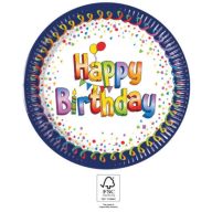   Happy Birthday Multicolor Happy Birthday paper plate 8 pcs 23 cm FSC