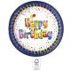 Happy Birthday Multicolor paper plate 8 pcs 23 cm FSC