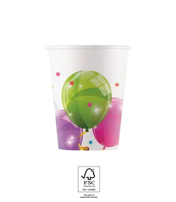 Sparkling Balloons Cup Paper (8 pieces) 200 ml FSC