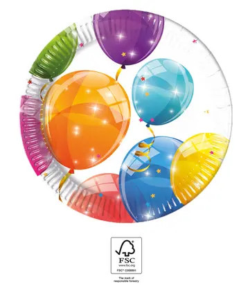 Sparkling Balloons Paper Plate (8 pieces) 20 cm FSC