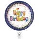 Happy Birthday Multicolor Happy Birthday Paper Plate 8 pcs 20 cm FSC