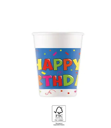 Kokliko Happy Birthday Cup Paper (8 pieces) 200 ml FSC