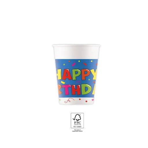 Happy Birthday Kokliko Happy Birthday paper cup 8 pcs 200 ml FSC