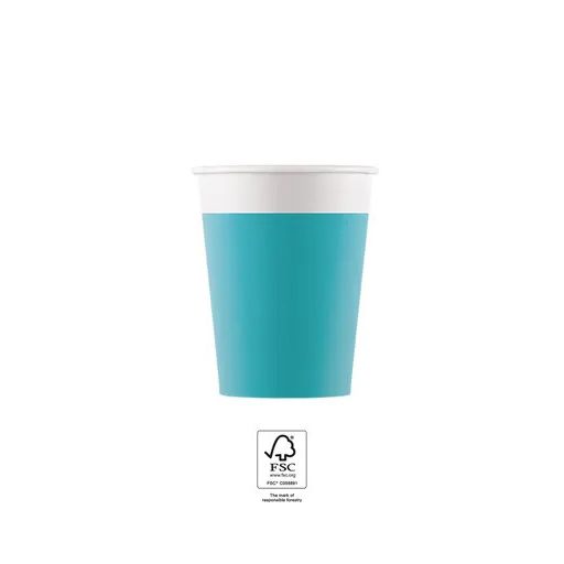 Colour Unicolour Turquoise, Blue paper cup 8 pcs 200 ml FSC