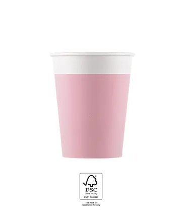 Unicolour Pink Cup Paper (8 pieces) 200 ml FSC