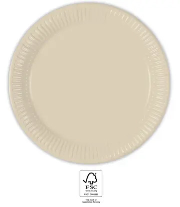 Unicolour Beige Paper Plate (8 pieces) 23 cm FSC