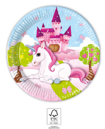 Unicorn Castle paper plate 8 pcs 20 cm FSC