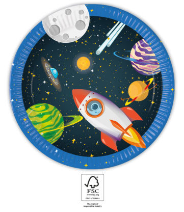 Space Rocket Space paper plate 8 pcs 23 cm FSC