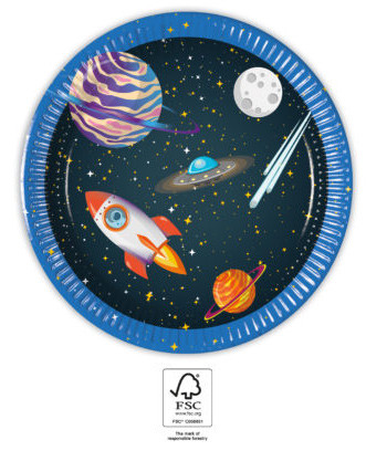 Space Rocket Space paper plate 8 pcs 20 cm FSC