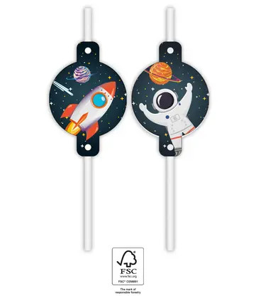 Space Rocket Space paper straw, set of 4 FSC