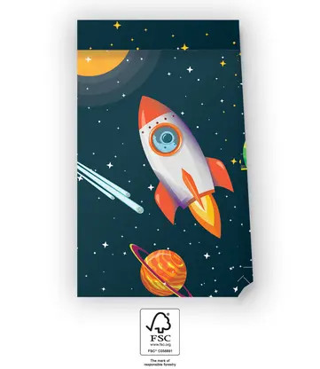 Space Rocket Space paper bag 4 pcs FSC