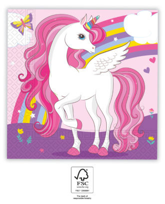 Unicorn Rainbow Colors napkin 20 pcs 33x33 cm FSC