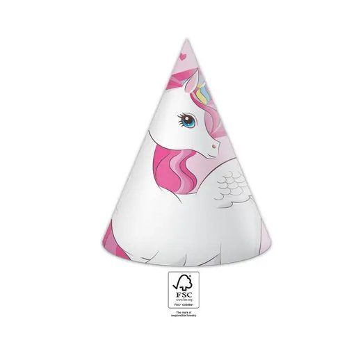 Unicorn Rainbow Colors party hat, cocked hat 6 pcs FSC