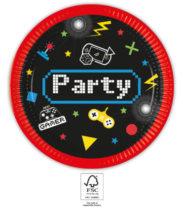 Gaming Party paper plate 8 pcs 23 cm FSC
