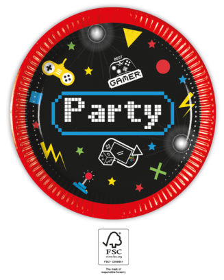 Gaming Party paper plate 8 pcs 20 cm FSC