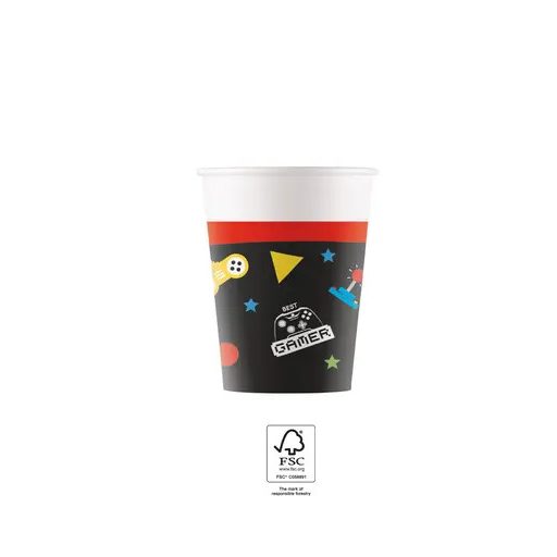 Gamer Gaming Party paper cup 8 pcs 200 ml FSC