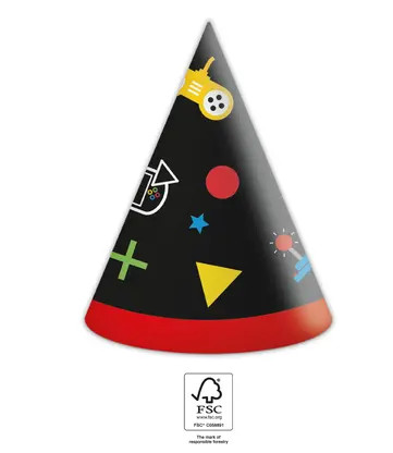 Gaming Party Party hat, hat 6 pack FSC