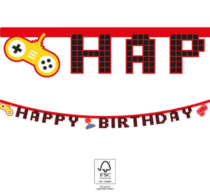 Gamer Gaming Party Happy Birthday Banner FSC 2 m