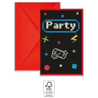 Gaming Party Party invitation card 6 pcs FSC