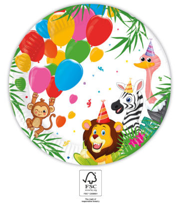 Jungle Balloons paper plate 8 pcs 23 cm FSC