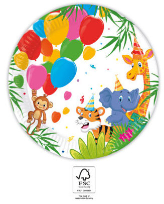 Jungle Balloons paper plate 8 pcs 20 cm FSC
