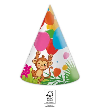 Jungle Balloons Party hat, hat 6 pack FSC