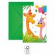 Jungle Balloons Party invitation card 6 pcs FSC