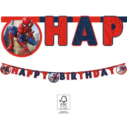 Spiderman Crime Fighter Happy Birthday Banner FSC 2 m