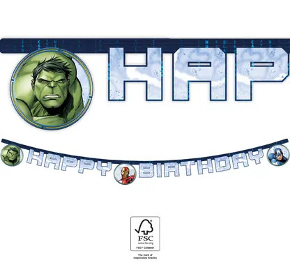 Avengers Infinity Stones Happy Birthday Banner FSC 2 m