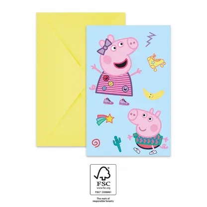 Peppa Pig Messy Play Party invitation card 6 pcs FSC