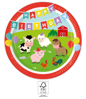 Farm Party paper plate 8 pcs 23 cm FSC