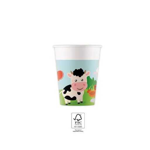 Farm  Party paper cup 8 pcs 200 ml FSC