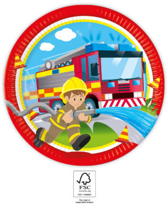Fireman Rescue paper plate 8 pcs 23 cm FSC