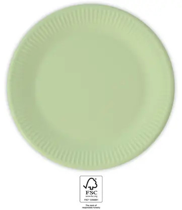 Unicolour Pastel Mint Paper Plate (8 pieces) 23 cm FSC
