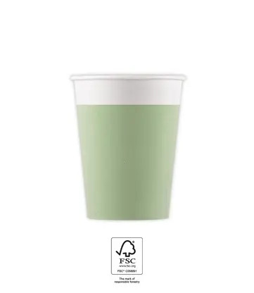 Unicolour Pastel Mint Cup Paper (8 pieces) 200 ml FSC