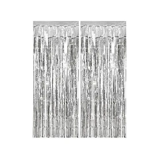 Colour Silver Curtains, Silver Doorway Curtain 2 m