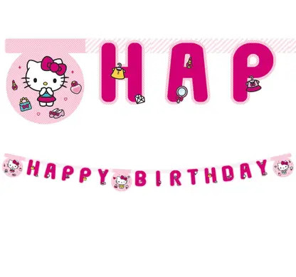 Hello Kitty Fashion Happy Birthday Banner FSC 2 m