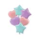 Pastel Blue Pink Lilac Heart, Star foil balloon set of 6 set 46 cm