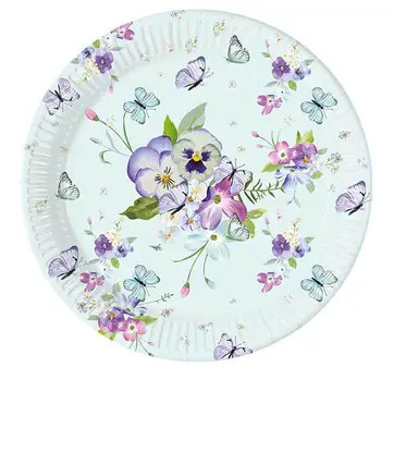 Butterfly Turquoise paper plate 8 pcs 23 cm FSC