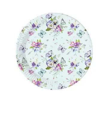 Turquoise Butterfly Paper Plate (8 pieces) 20 cm FSC