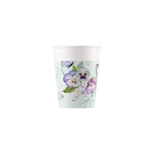 Butterfly Turquoise paper cup 8 pcs 200 ml